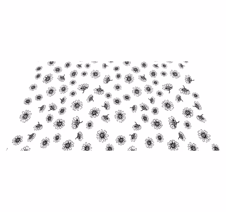 Blomster og planter vinyltæppe med kontur af tusindfryd - TenStickers
