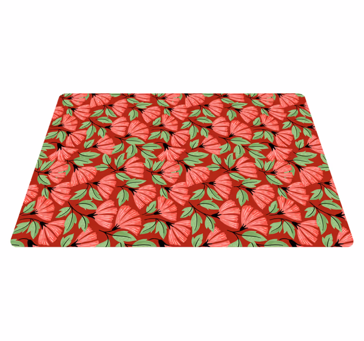 Blomster og planter vinyltæppe vintage rødt mønster - TenStickers