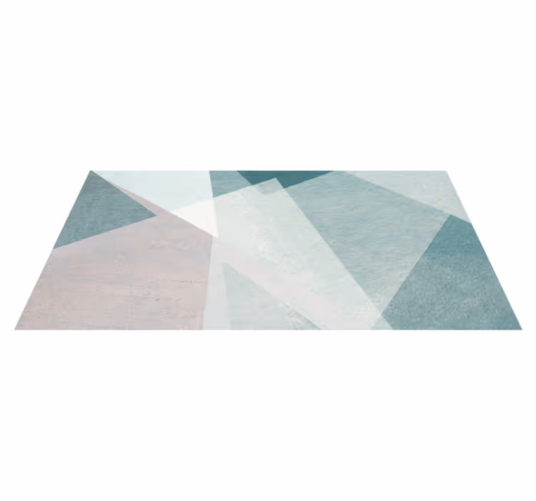 Geometriske vinyl tæppe i teal pastel nuancer - TenStickers