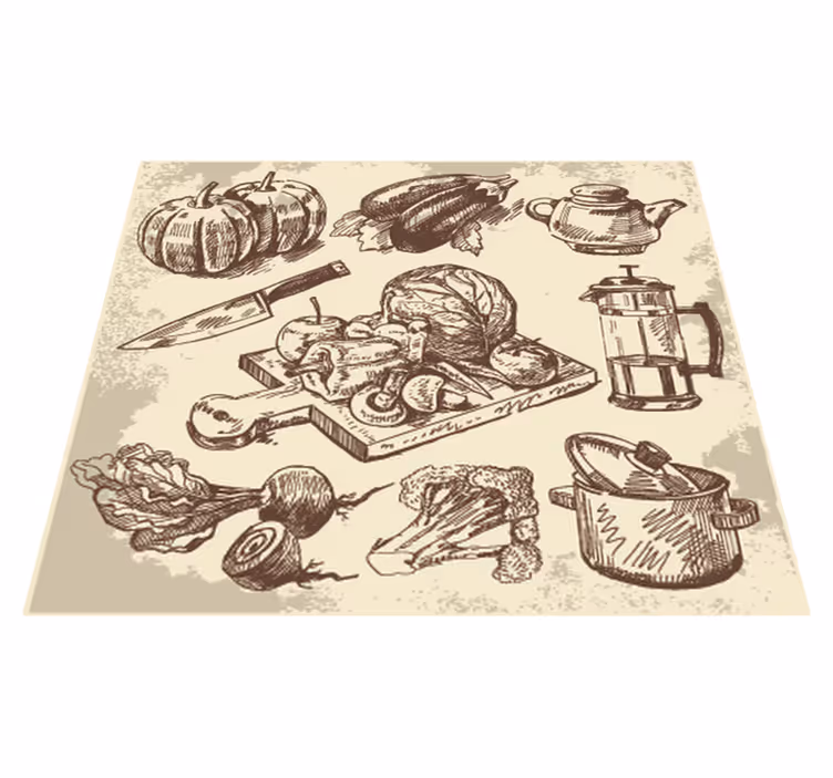 Køkken tæpper med vintage illustration - TenStickers