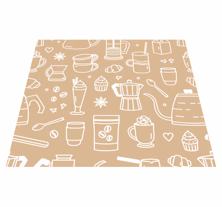 Køkken tæpper med mønster af kaffekopper og glas - TenStickers