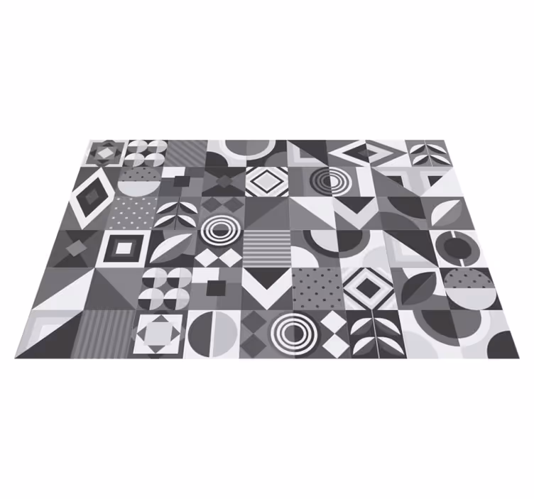 Vinyl tæppe til badeværelset grå geometriske fliser - TenStickers