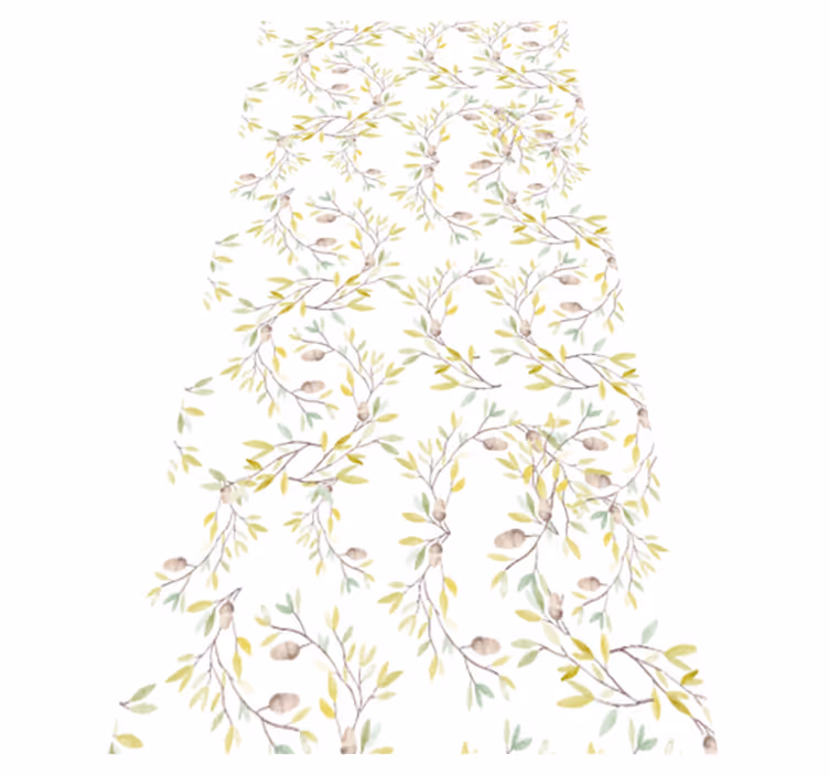 Blomster og planter vinyltæppe akvarel grønne blade - TenStickers