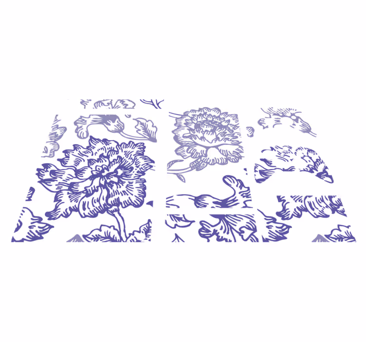 Blomster og planter vinyltæppe blødt lilla mønster - TenStickers