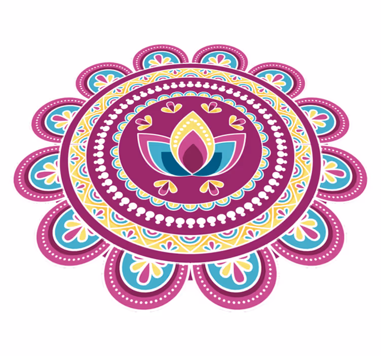 Blomster og planter vinyltæppe farverig lotus mandala - TenStickers