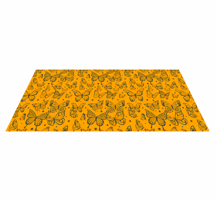 Blomster og planter vinyltæppe med sommerfuglebaggrund - TenStickers