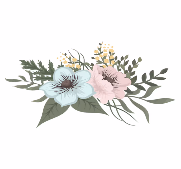Blomster og planter vinyltæppe botanisk ensemble - TenStickers