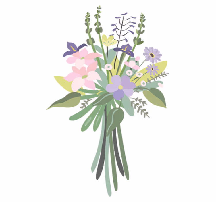 Blomster og planter vinyltæppe farverigt blomsterbuket - TenStickers