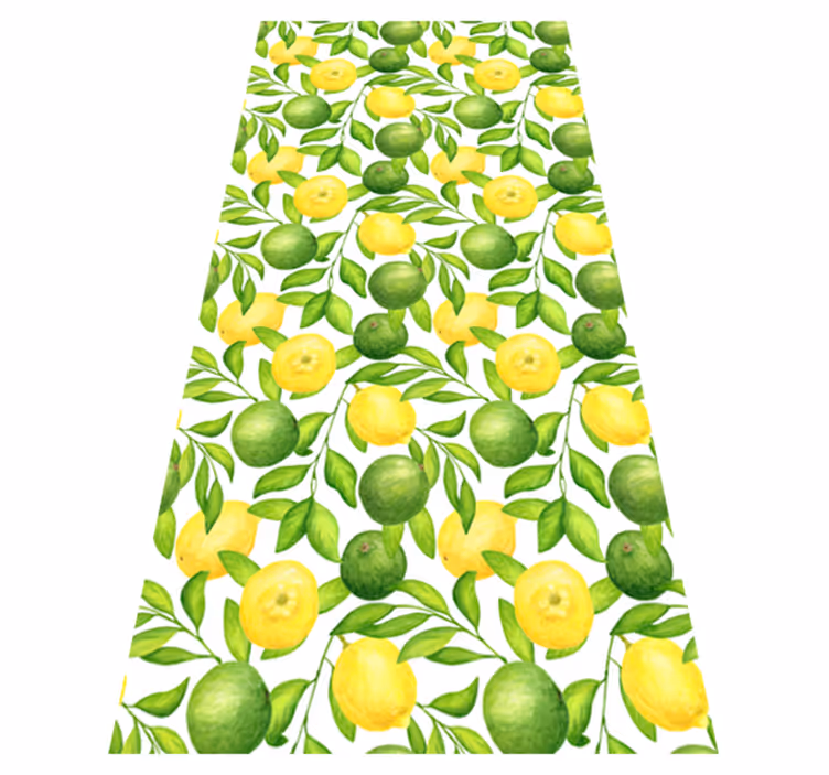 Blomster og planter vinyltæppe citron og lime mønster - TenStickers