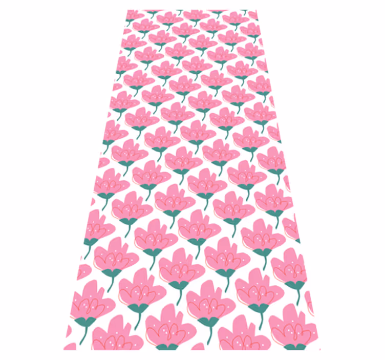 Vinyltæppe til soveværelse med pink blomster - TenStickers