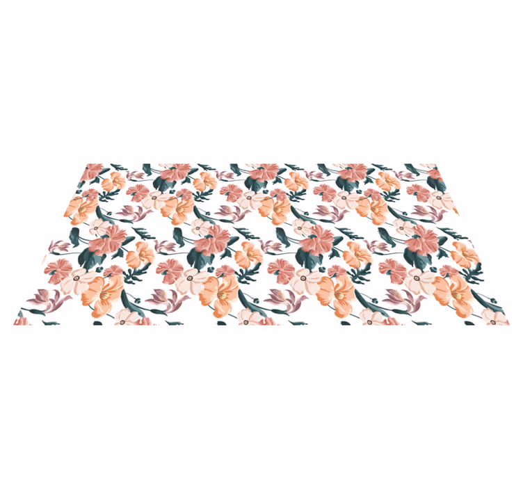 Vinyltæppe til soveværelse med blomstrende mønster - TenStickers