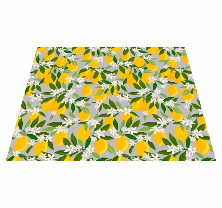 Vinyltæppe til soveværelse med citronblomstermønster - TenStickers
