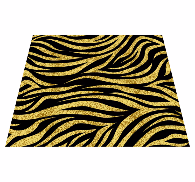 Vinyltæppe med dyreprint i gyldent zebra mønster - TenStickers