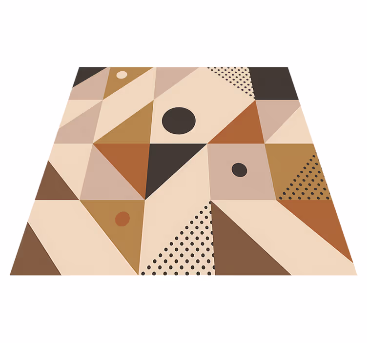 Geometriske vinyl tæppe i brun patchwork - TenStickers