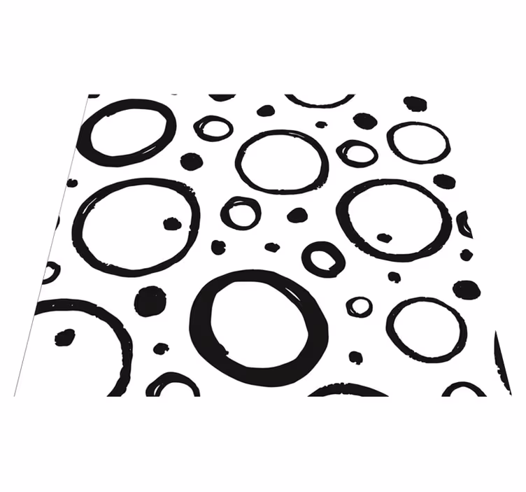Geometriske vinyl tæppe cirkulært design sort hvid - TenStickers
