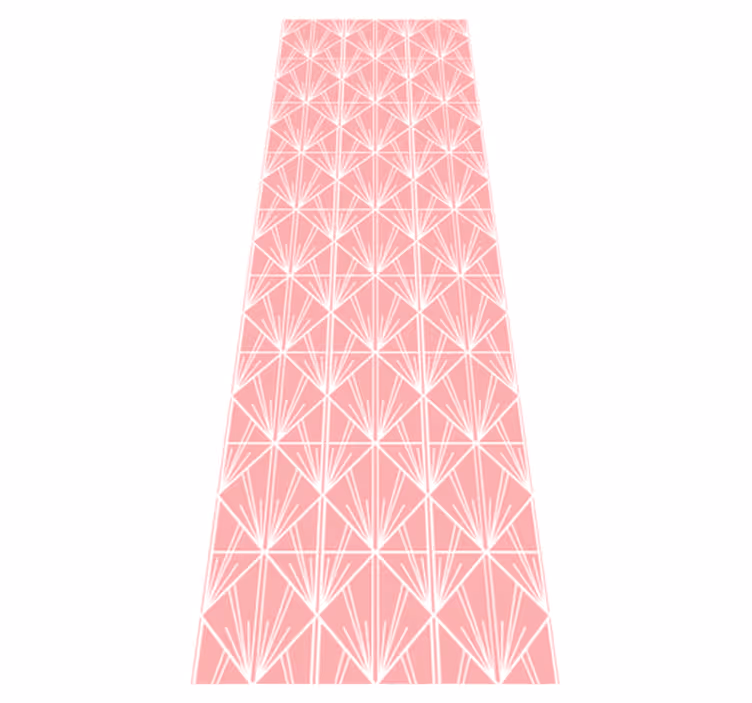 Geometriske vinyl tæppe moderne kunst pink hvid mønster - TenStickers
