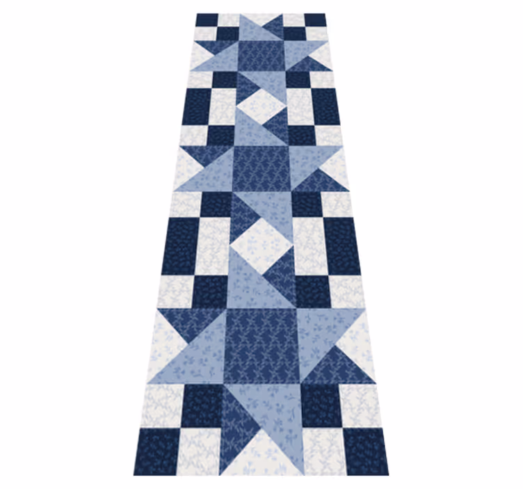 Geometriske vinyl tæppe patchwork blå stjerne trekant design - TenStickers