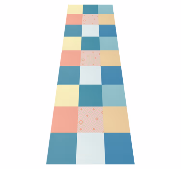 Geometriske vinyl tæppe patchwork farverigt retro mønster - TenStickers