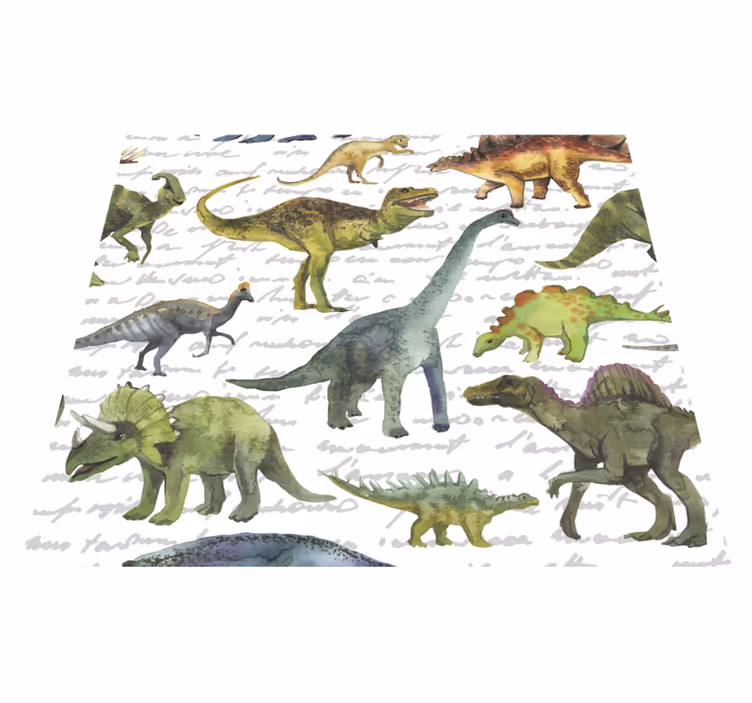 Vinyltæppe til soveværelse med realistiske dinosaurer - TenStickers