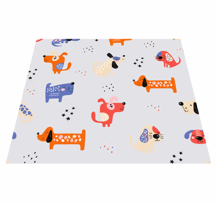 Vinyltæppe til soveværelse med illustrerede hunde - TenStickers