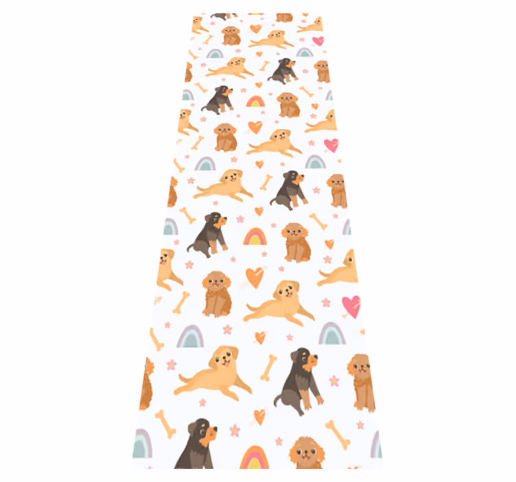 Vinyltæppe til soveværelse med søde hunde og regnbuer - TenStickers