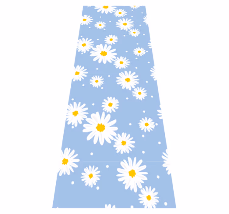 Vinyltæppe til soveværelse hvide blomster på blå baggrund - TenStickers