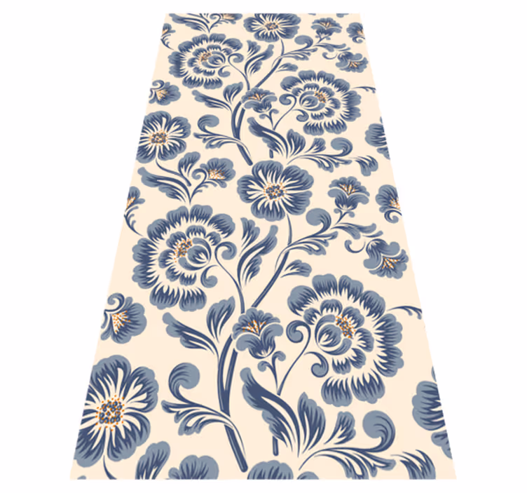 Vinyltæppe til soveværelse blomsterblåt vintage design - TenStickers
