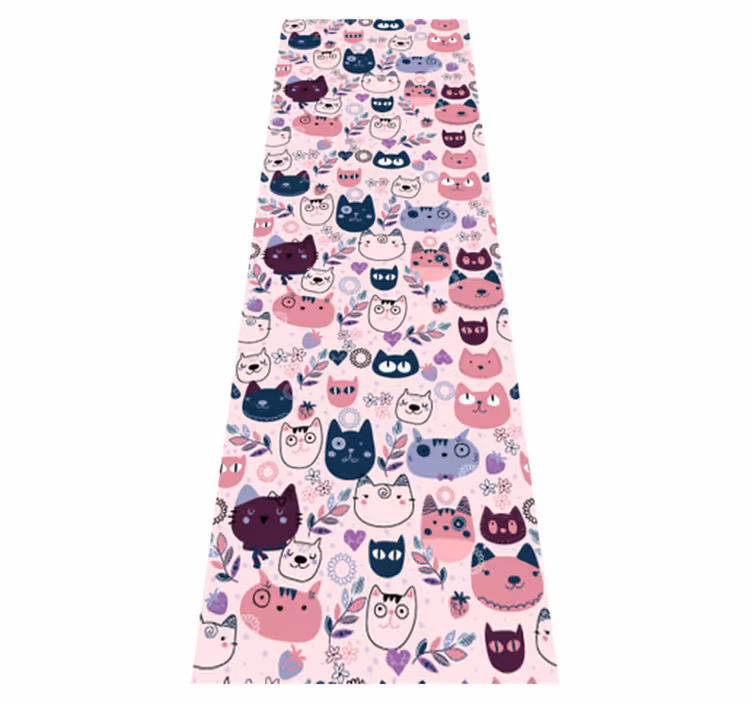Vinyltæppe til soveværelse med pink katte mønster - TenStickers