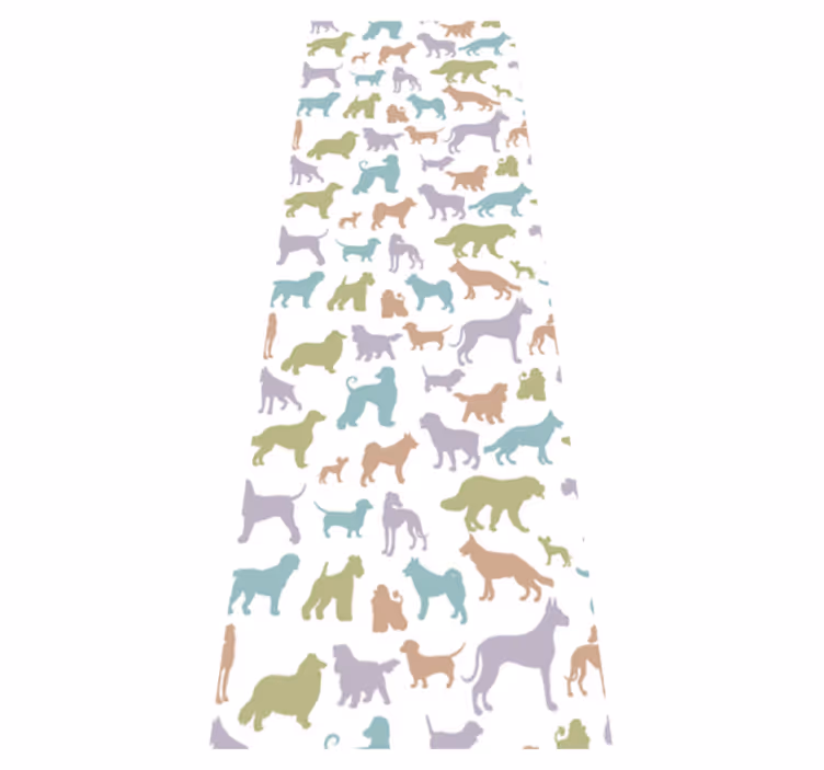 Vinyltæppe til soveværelse i pastelfarvede hundesilhuetter - TenStickers