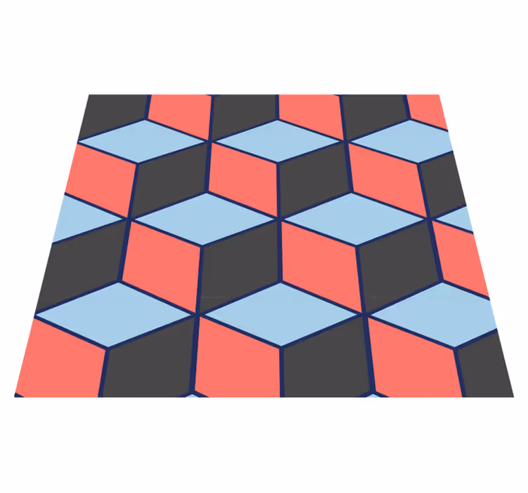 Vinyltæppe til soveværelse geometriske firkanter 3d - TenStickers
