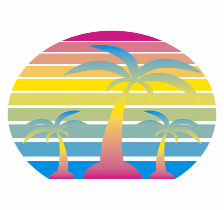 Natur vinyl tæppe 80'er vintage solnedgang - TenStickers
