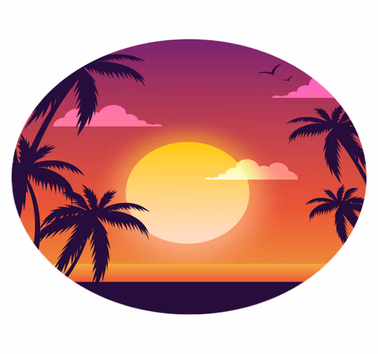 Natur vinyl tæppe 70'er solnedgang - TenStickers