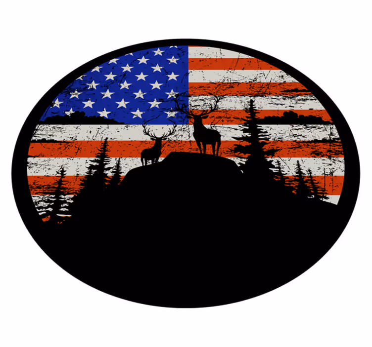 Natur vinyl tæppe med amerikansk flag bjergsilhuet - TenStickers