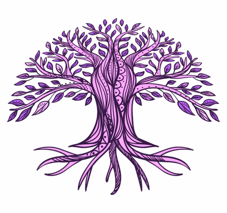 Natur vinyl tæppe tree of life lilla mønster - TenStickers