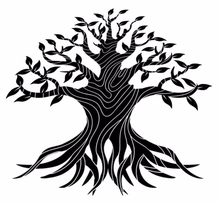 Natur vinyl tæppe tree of life linjer - TenStickers