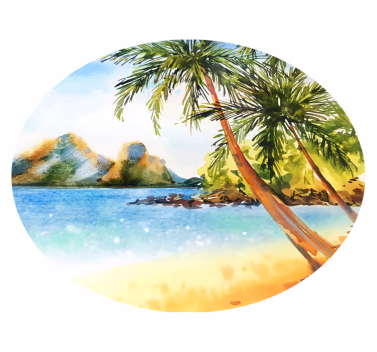 Natur vinyl tæppe tropisk palme strand - TenStickers