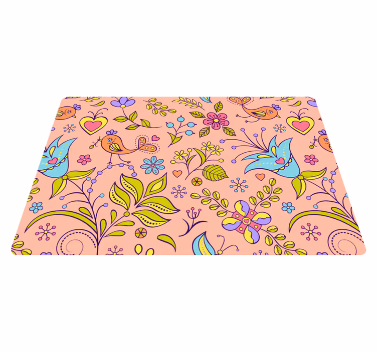 Natur vinyl tæppe med flora mønster og fugle sommerfugle - TenStickers