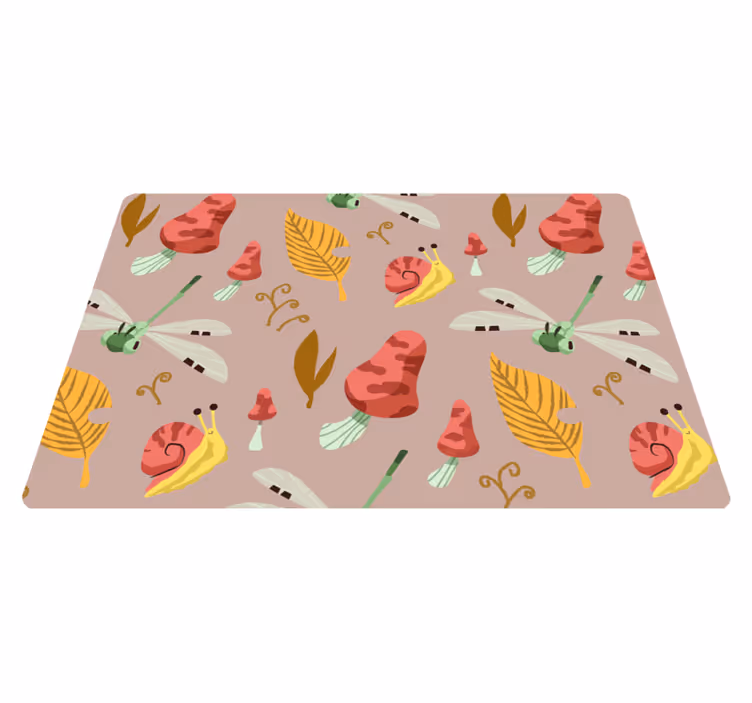 Natur vinyl tæppe med efterårs dyre- og plante mønster - TenStickers