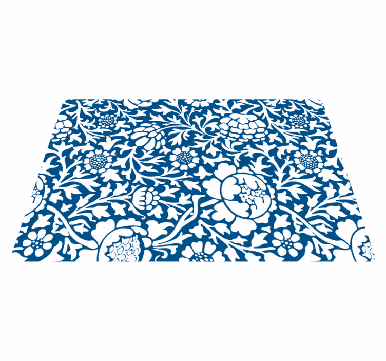 Natur vinyl tæppe marineblå flora - TenStickers