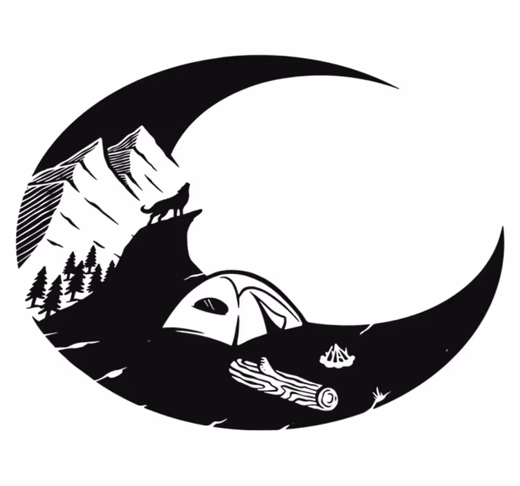 Natur vinyl tæppe med bjerg camping scene - TenStickers