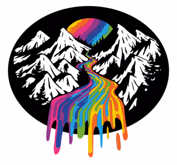 Natur vinyl tæppe regnbuebjerg scene - TenStickers