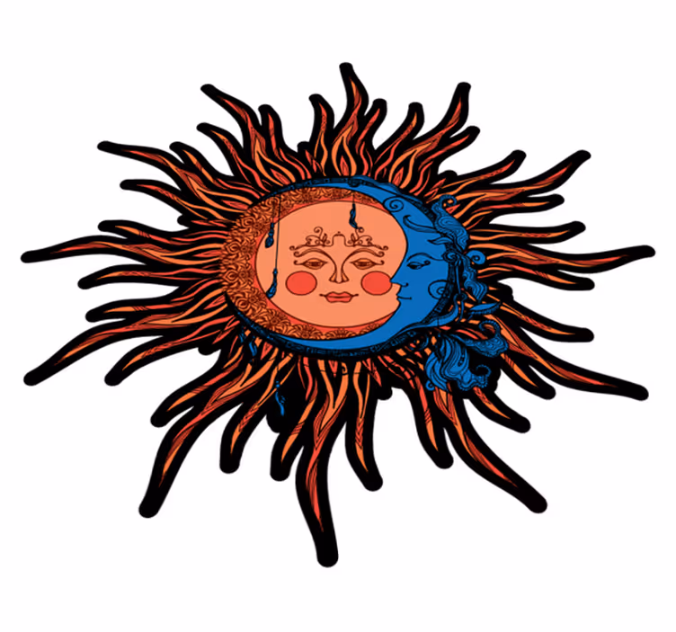 Natur vinyl tæppe celestial sol måne - TenStickers