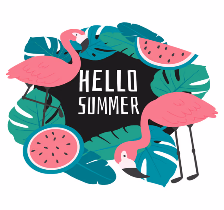Natur vinyl tæppe med tropisk flamingo design - TenStickers