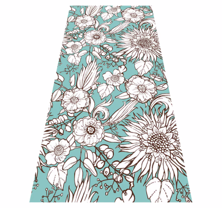 Natur vinyl tæppe med blomster mønster - TenStickers