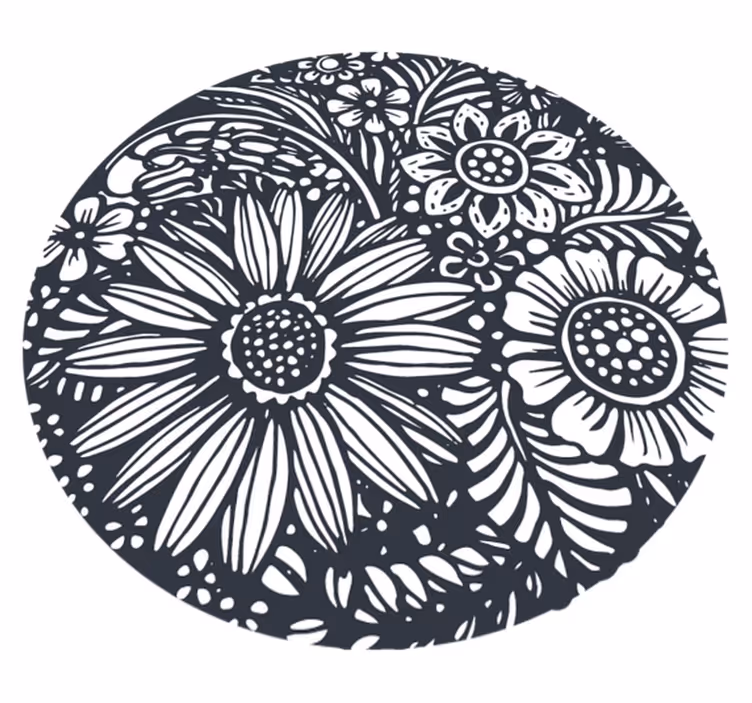 Natur vinyl tæppe med blomster mønster cirkel - TenStickers