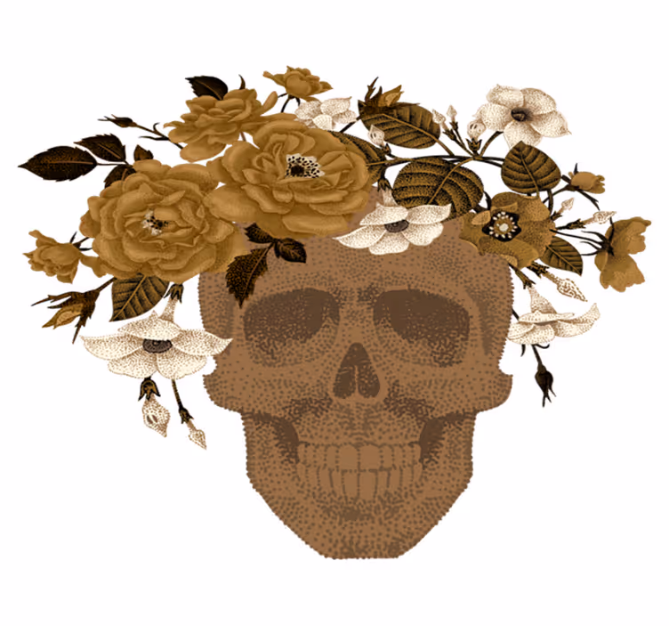 Natur vinyl tæppe med kraniet blomsterarrangement - TenStickers
