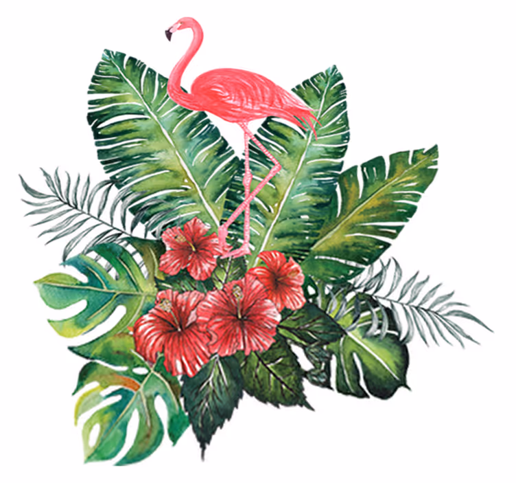 Blomster og planter vinyltæppe stort tropisk flamingo - TenStickers