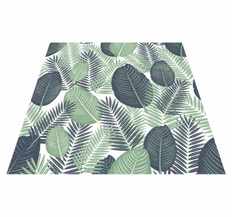 Blomster og planter vinyltæppe grønne jungleblade - TenStickers