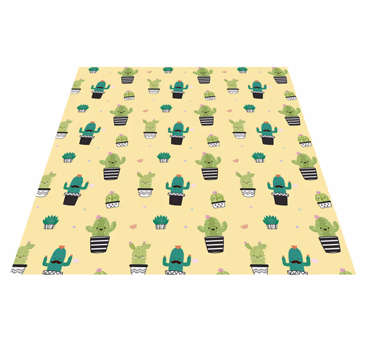 Blomster og planter vinyltæppe kaktus mønster - TenStickers