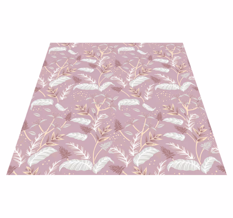 Blomster og planter vinyltæppe vintage pink tropisk blad - TenStickers